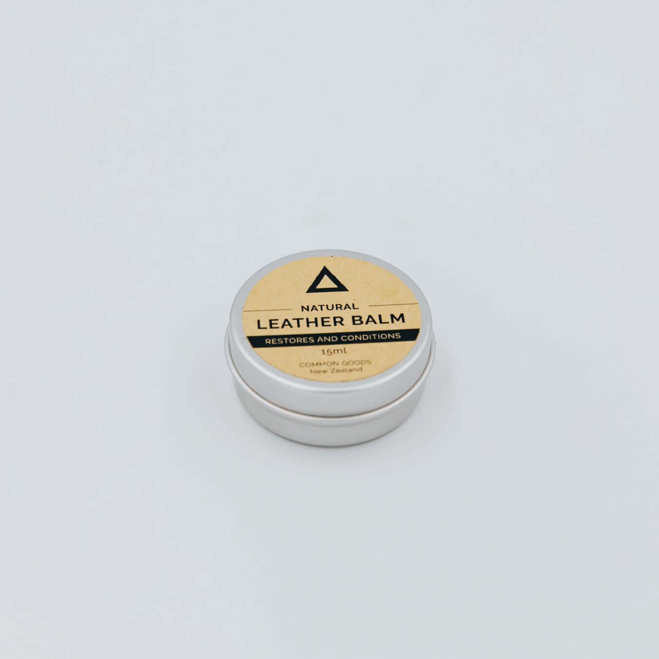 Natural beeswax leather balm in a 15ml tin, restores and conditions leather, made in New Zealand.